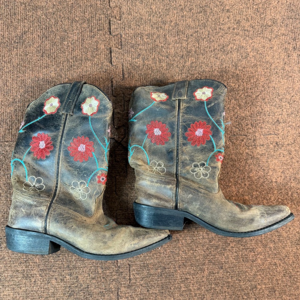 Smoky Mountain Boots Youth Floral Embroidered Western Cowboy Boots Brown Size 4R